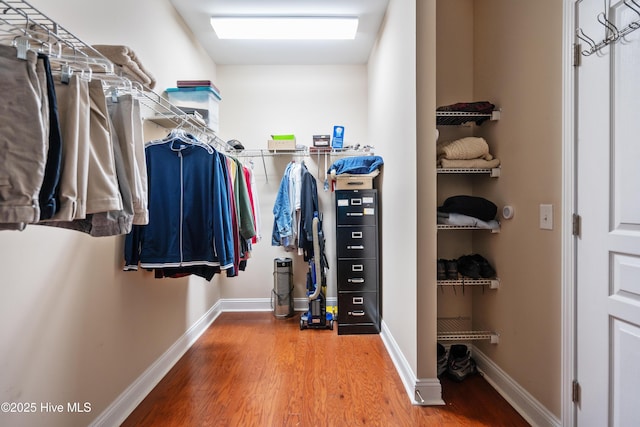 spacious closet featuring wood finished floors