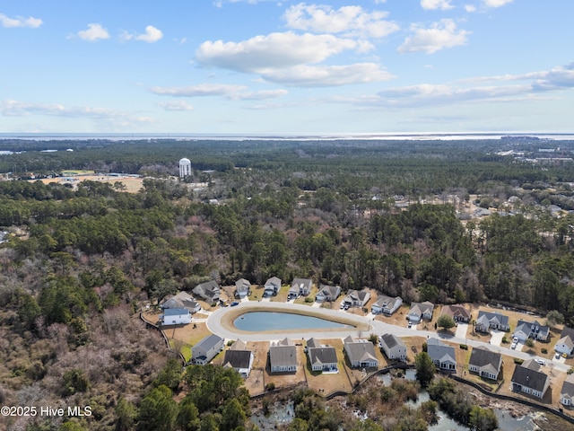 drone / aerial view with a forest view