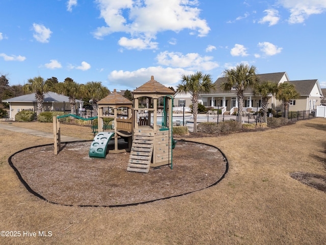 communal playground with fence