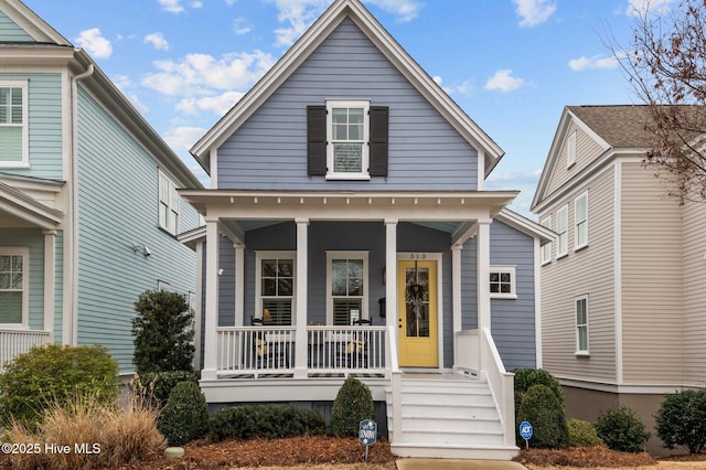 view of front facade featuring covered porch