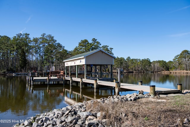 view of dock featuring a water view