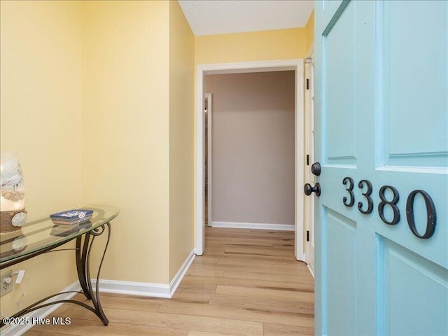 hall featuring light wood-type flooring