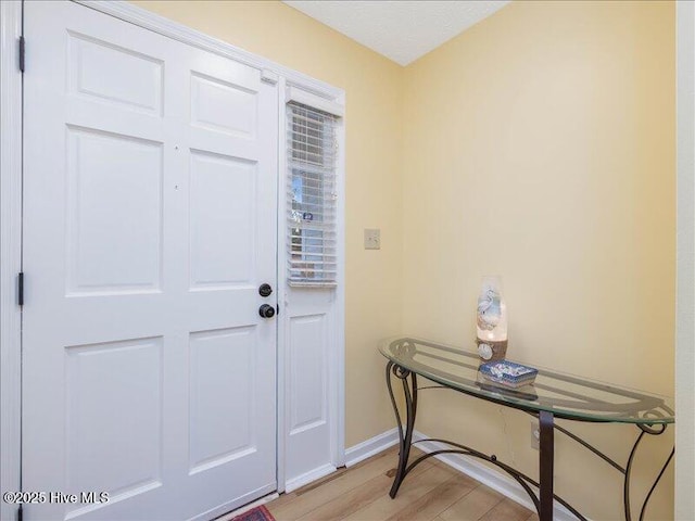 foyer entrance with light hardwood / wood-style floors