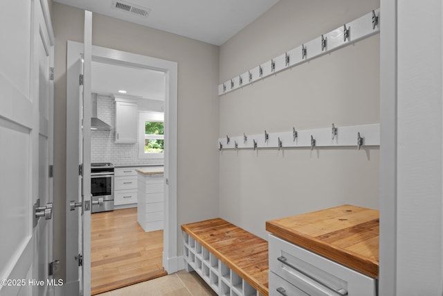 mudroom featuring light wood-type flooring