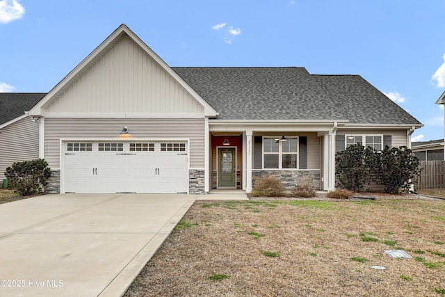 craftsman inspired home with a garage