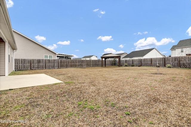 view of yard with a gazebo and a patio area