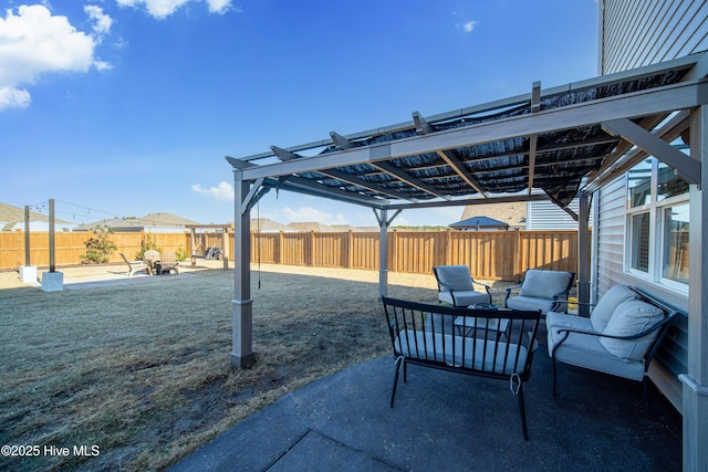 view of patio featuring a pergola