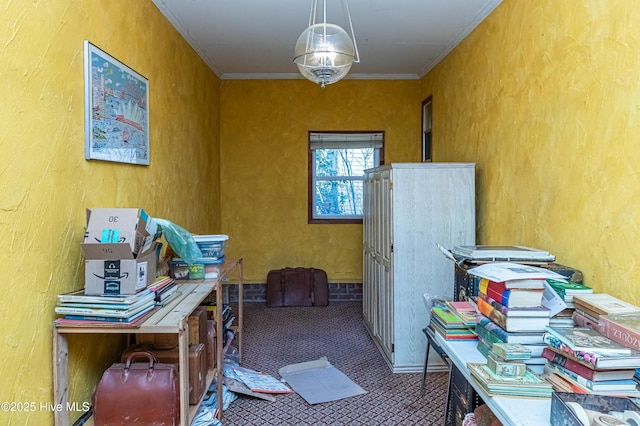 interior space featuring ornamental molding