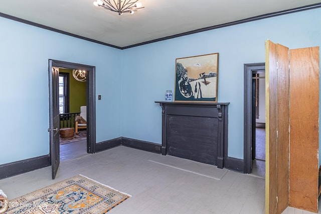 interior space with hardwood / wood-style floors and ornamental molding