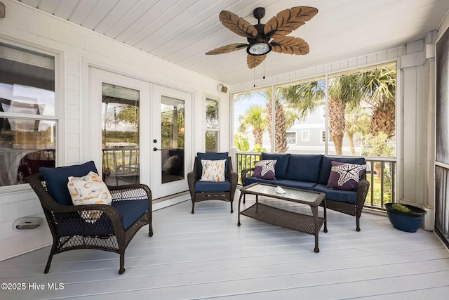 57 Craven St, Ocean Isle Beach, NC 28469 - sunroom / solarium with healthy amount of natural light, a ceiling fan, and outdoor lounge area