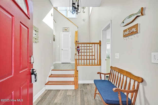 entryway with wood-type flooring