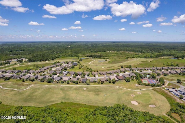 birds eye view of property featuring view of golf course and a residential view