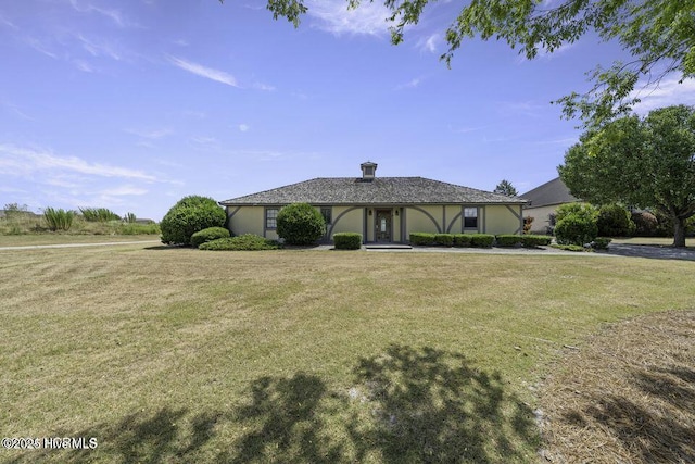 view of front of property with a front lawn and stucco siding