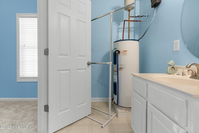 bathroom with vanity and electric water heater