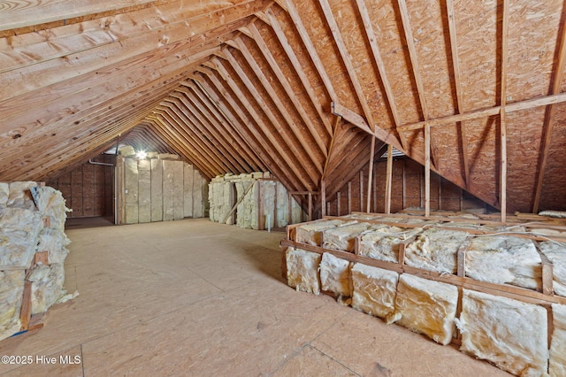 view of unfinished attic