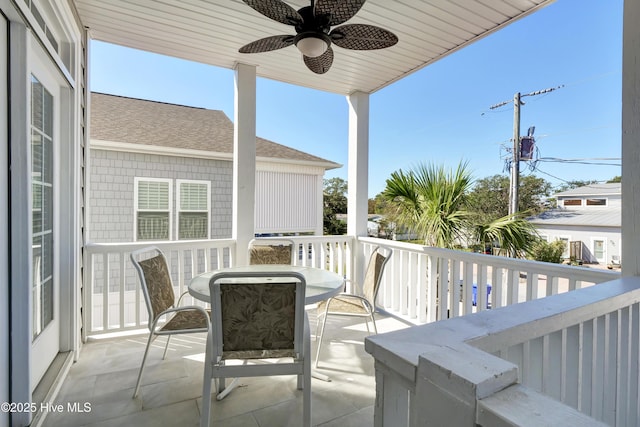 balcony with ceiling fan