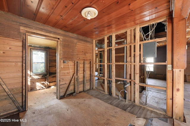 miscellaneous room with wood ceiling