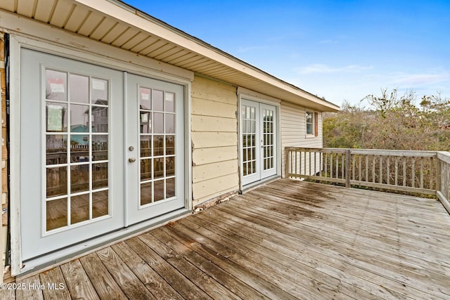 wooden deck with french doors