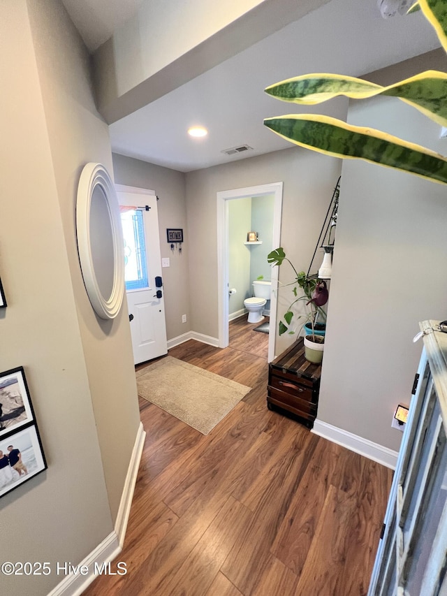 foyer with hardwood / wood-style flooring