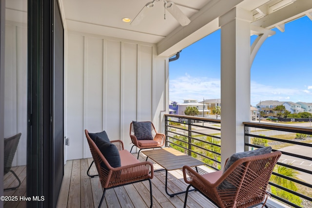 balcony with ceiling fan