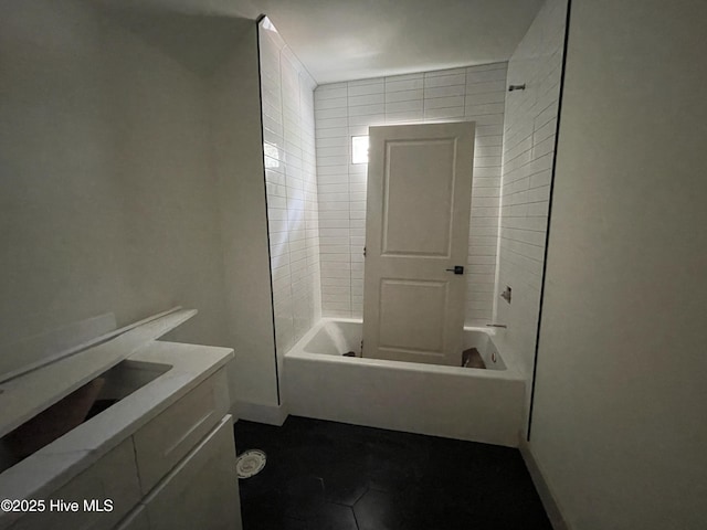 241 Juniper Creek Blvd, Pinehurst, NC 28374 - full bathroom with tile patterned floors,  shower combination, and vanity