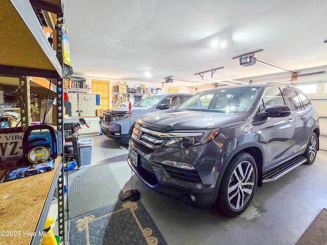 garage with a garage door opener