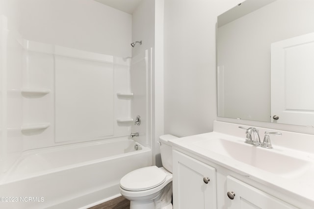 full bathroom featuring vanity, toilet, and shower / bath combination