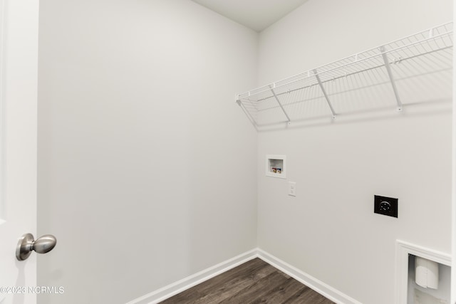 laundry room featuring washer hookup, dark hardwood / wood-style floors, and electric dryer hookup