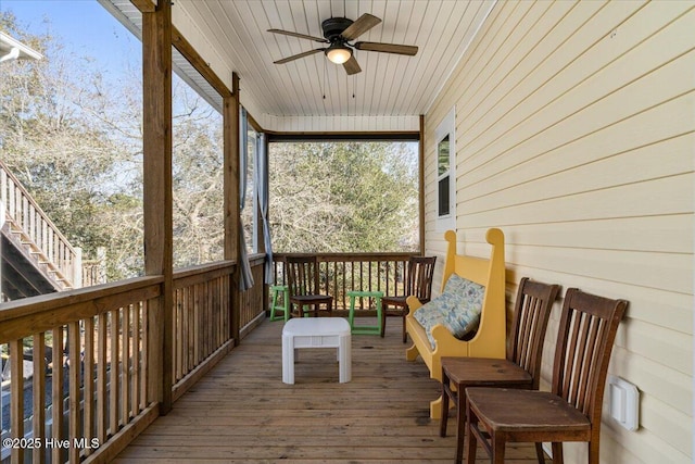 deck featuring a ceiling fan