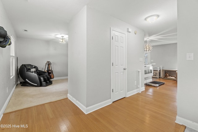 hallway with hardwood / wood-style floors