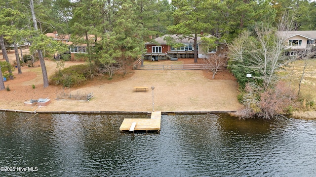 dock area featuring a water view