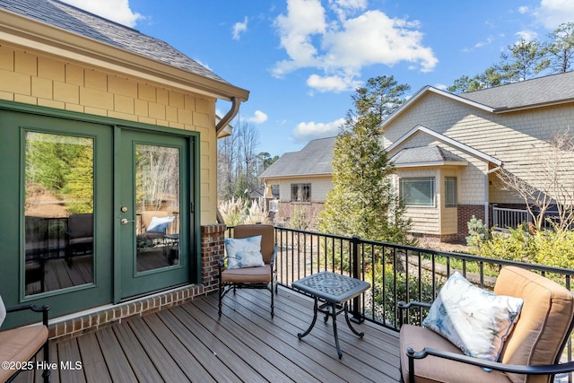 wooden deck with french doors