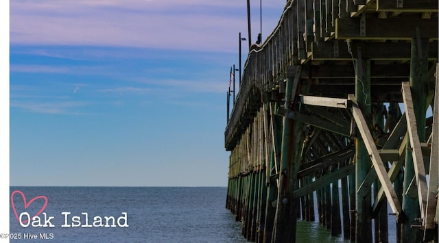 property view of water with a pier