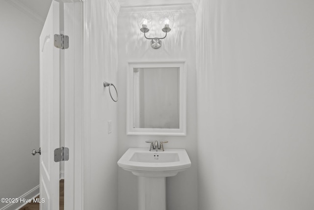 bathroom featuring ornamental molding