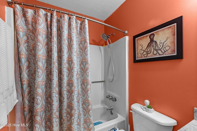 1810 Paulette Rd, Morehead City, NC 28557 - full bathroom with shower / tub combo, toilet, and a textured ceiling