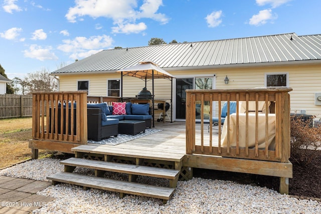 1810 Paulette Rd, Morehead City, NC 28557 - wooden terrace with an outdoor hangout area and fence
