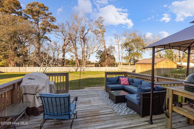 1810 Paulette Rd, Morehead City, NC 28557 - wooden terrace with an outdoor hangout area and a gazebo