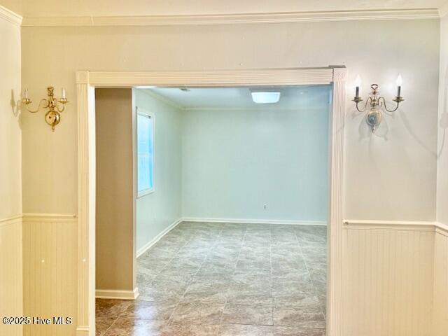 interior space with ornamental molding