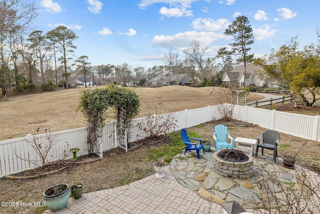806 Lord Granville Dr, Morehead City, NC 28557 - view of patio with a fire pit and a fenced backyard