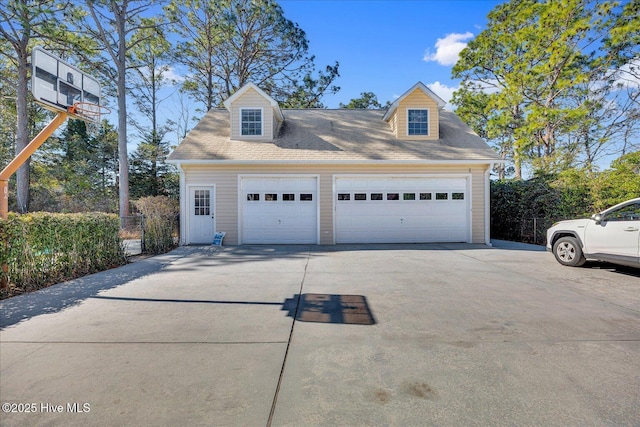 view of detached garage