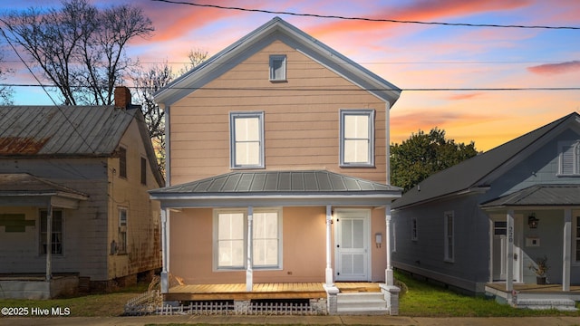 view of front facade featuring covered porch