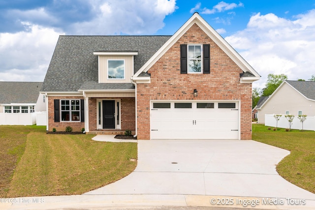 1200 Hunley Ct, Winterville, NC 28590 - view of front of property with concrete driveway, a garage, a front lawn, and brick siding