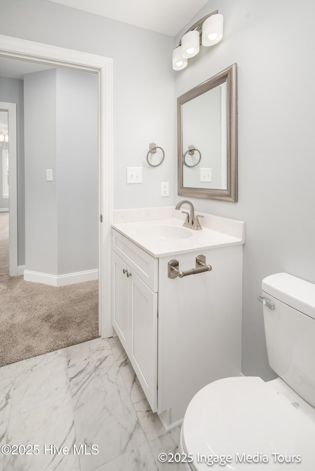1200 Hunley Ct, Winterville, NC 28590 - bathroom featuring vanity, marble finish floor, and toilet