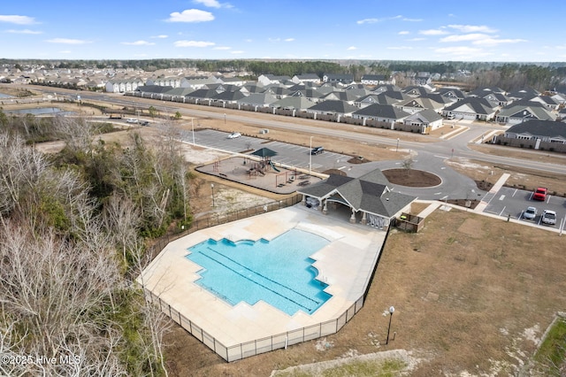 bird's eye view with a residential view