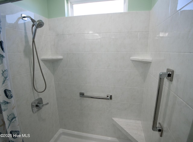 bathroom featuring a stall shower