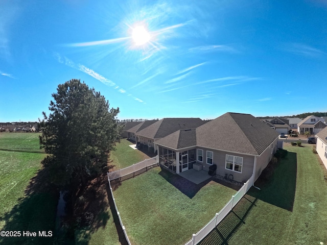 aerial view with a residential view