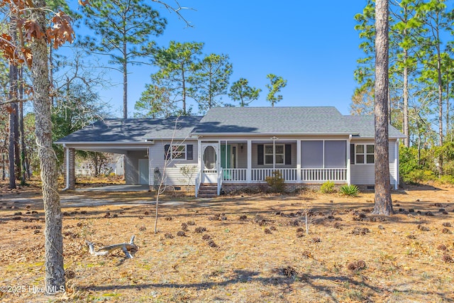 single story home featuring a carport and crawl space