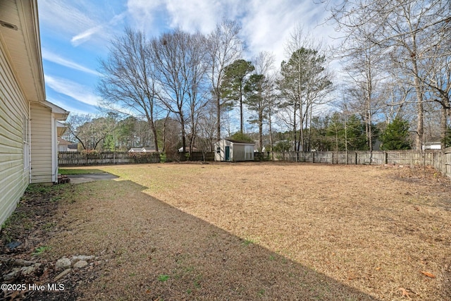 view of yard featuring a shed