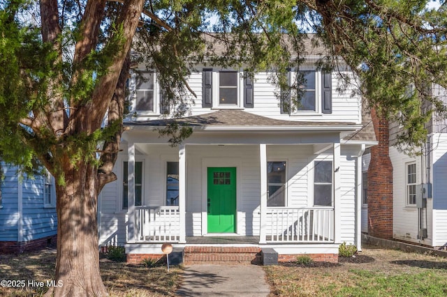 view of front facade featuring covered porch