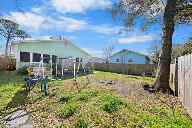 view of yard with a playground